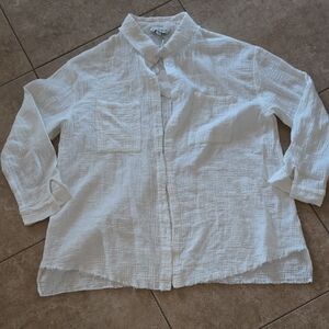 DAVI & DANI Off-White Textured Button-Down Shirt